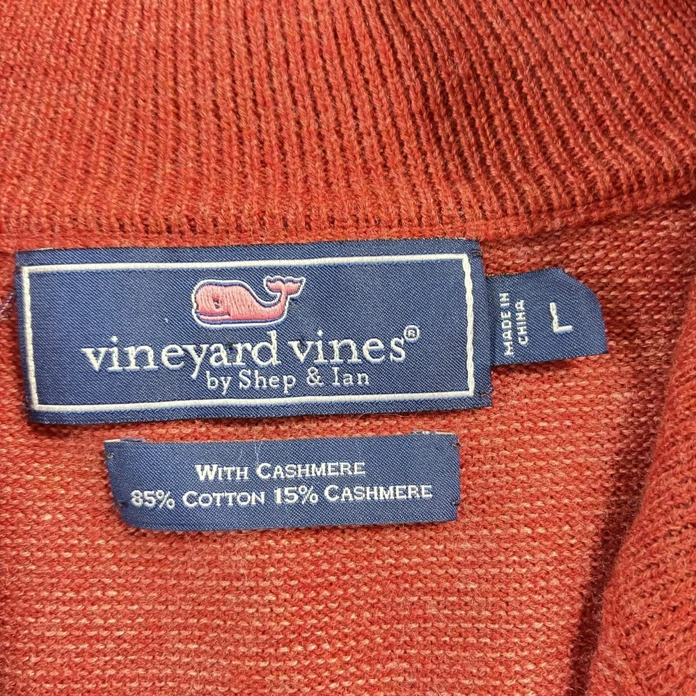 Vineyard Vines Thaxter Stripe‎ Quarter-Zip Sweater Rust Red Size Large Mock Neck